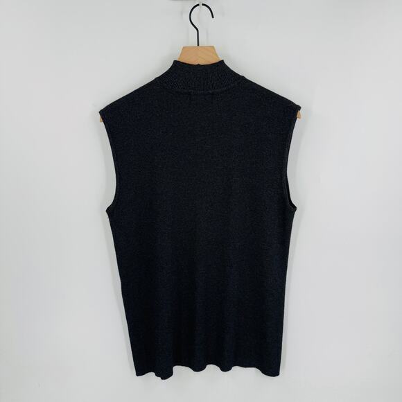 Vintage Chico’s Design Black Mock Neck Sweater Vest Size 3 (XL) Knit Minimalist - Picture 2 of 7